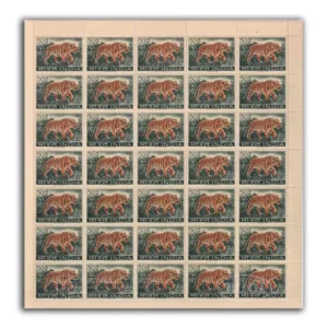 1963 Wild Life Preservation (Panthera Tigris Tiger) 1v Mint Sheet of 35 Stamps