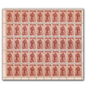 1967 Maharana Pratap Mint Sheet of 54 Stamps