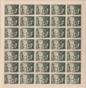1968 International Year For Human Rights (Men Embracing Globe) Mint Sheet of 35 Stamps