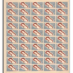 1968 XIX Olympic Games, Mexico City (Athletes Legs And Olympic Rings) (20p) 1v Mint Sheet of 50 Stamps