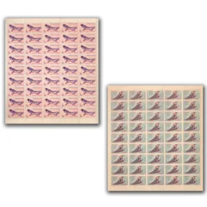 1968 Indian Birds 4v Mint Sheet of 45 Stamps
