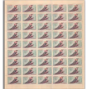 1968 Indian Birds (Brown-fronted Pied Wood Pecker) 1v Mint Sheet of 45 Stamps