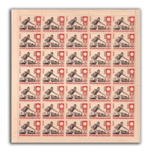 1969 Birth Centenary of Mahatma Gandhi [Gandhi With Charkha, Sun (Truth) and Lotus (Non- Violence)] 1v Mint Sheet of 35 Stamps