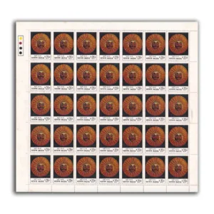 1974 Indian Masks (Sun, Moon, Narashimha and Ravana) 4v Mint Sheet of 35 Stamps