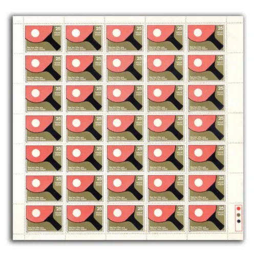 1975 33rd World Table Tennis Championship Mint Sheet of 35 Stamps