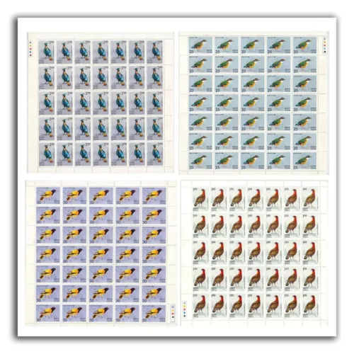 1975 Indian Birds 4v, Mint Sheet of 35 Stamps