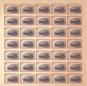 1975 India National Philatelic Exhibition, Calcutta (Early Mail Cart) 1v Mint Sheet of 35 Stamps