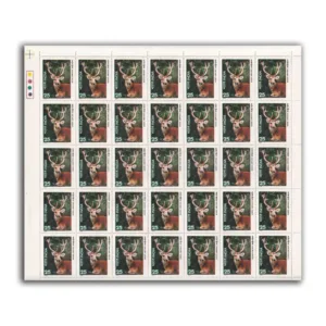 1976 Indian Wild Life (Swamp Deer, Indian Lion, Leopard, Caracal) 4v Mint Sheet of 35 Stamps