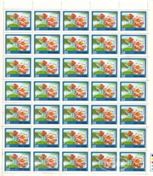 1977 Indian Flowers (Lotus) 1v Mint Sheet of 35 Stamps