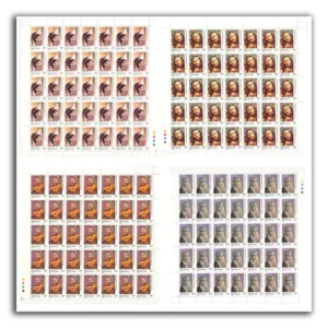 1980 Brides in Traditional Indian Costumes, 4v Mint Sheet of 40 Stamps