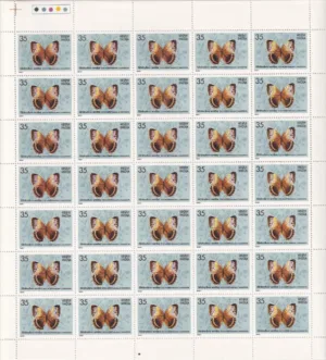 1981 Indian Butterflies (Stichophtalma Camadeva Northan Jungal Queen) 1v Mint Sheet of 35 Stamps