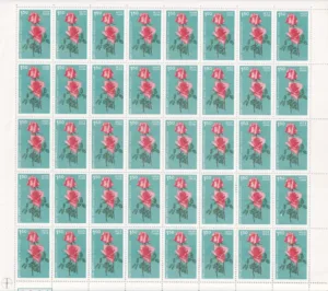 1984 Indian Roses (Mrinalini) 1v Mint Sheet of 40 Stamps