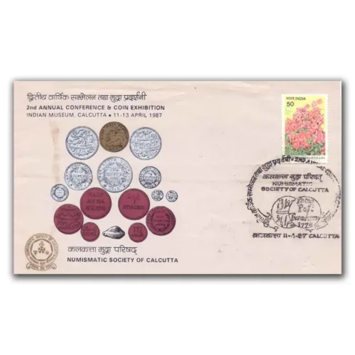 1987 Calcutta 2nd Annual Conference & Coin Exhibition by Numismatic Society of Calcutta Special Cover
