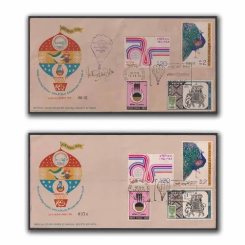 1973 New Delhi Balloon Flown cover at Indipex Airmail Day (Set of 2)