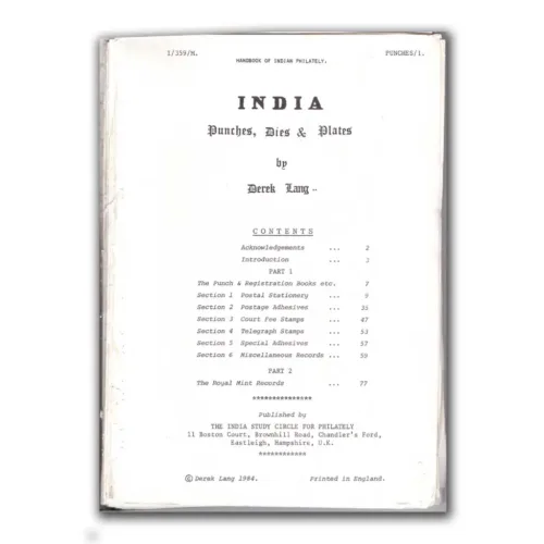 India Punches, Dies & Plates by Derek Lang