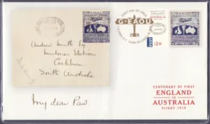 2019 Australia First Overseas Airmail to Australia 1v Stamp on FDC with Golden Cancellation