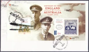 2019 Centenary of England Australia First Flight Miniature Sheet on FDC