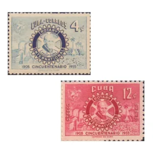 1955 Cuba Rotary 2v Stamp