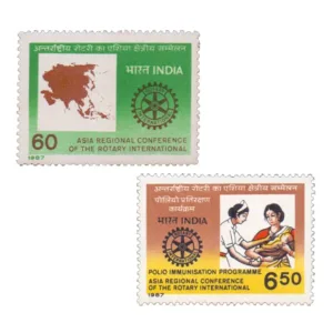1987 India Rotary 2v Stamp