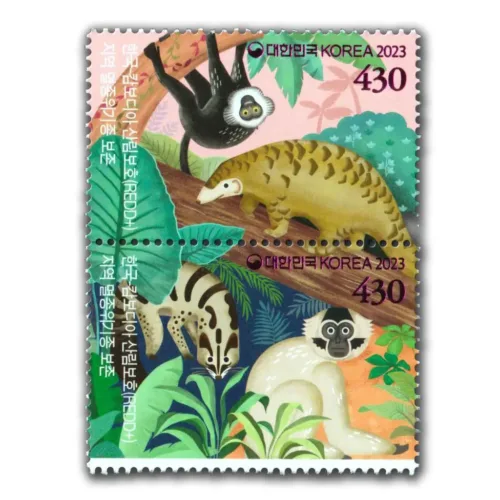 2023 South Korea Proecting Endangered Species in Korea-Cambodia REDD 2v Stamp