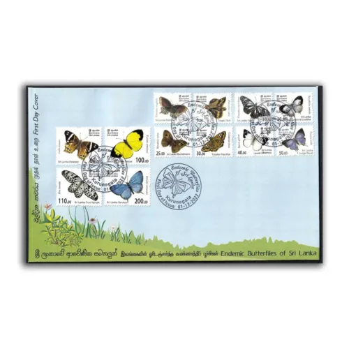 2022 Endemic Butterflies of Sri Lanka 12v Stamp on FDC