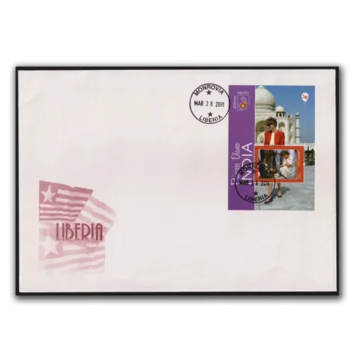 2011 Liberia Indipex Princess Diana visit to Taj Mahal in India Miniature Sheet on FDC