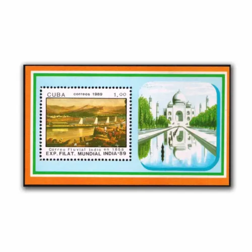 1989 Cuba India 89 Philatelic Exhibition Taj Mahal Miniature Sheet