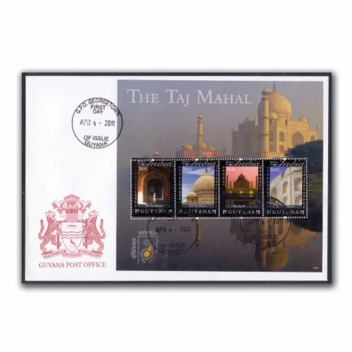 2011 Guyana Sites and Scenes of India Taj Mahal Sheetlet on FDC
