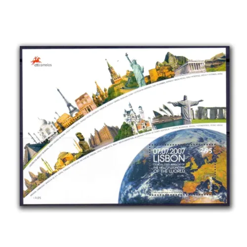 2007 Portugal Official Declaration of the New 7 Wonders of the World Taj Mahal Miniature Sheet