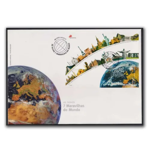 2007 Portugal Official Declaration of the New 7 Wonders of the World Taj Mahal Miniature Sheet on FDC