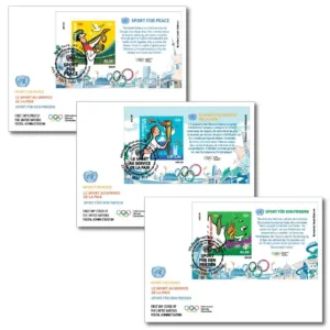 2021 UN Olympic Sports for Peace 3 different Miniature Sheet on FDC
