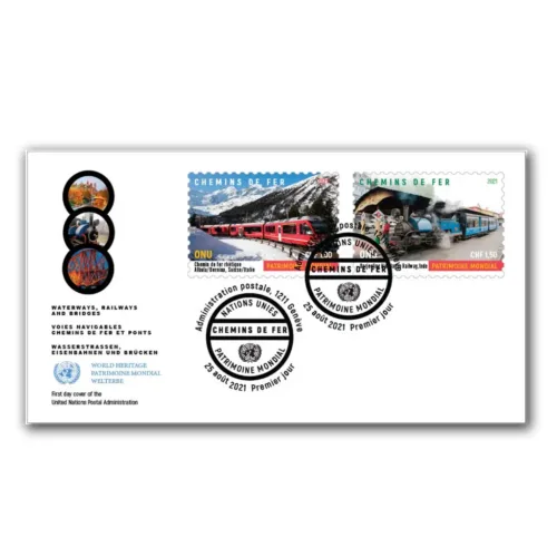 2021 UN World Heritage (Railways) 2v Stamp on FDC