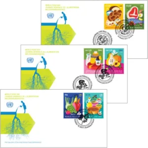 2017 UN World Food Day 6v Stamp on 3 different FDC
