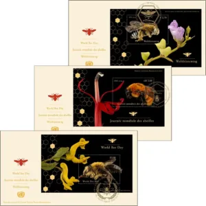 2019 UN World Bee Day 3v Stamp on 3 different FDCs