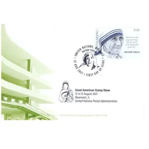 2021 UN Mother Teresa 1v Stamp on Postcard First Day cancelled