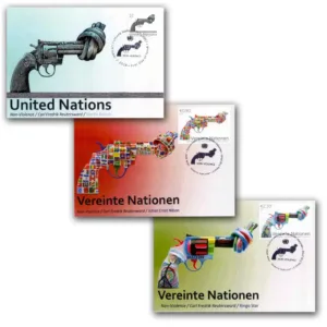 2018 UN Knotted Gun (Non Violence) Set of 3 Maxim Card