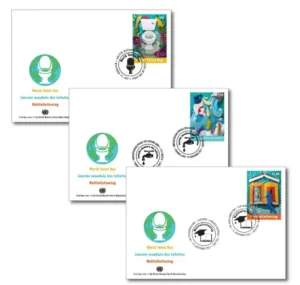 2021 UN World Toilet Day 3v Stamp on 3 different FDC