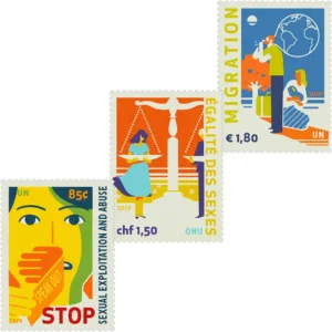 2019 UN Definitive 3v (Sexual Abuse, Migration, Gender Equality) Stamp