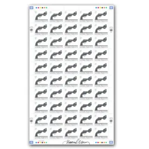 2018 UN Knotted Gun (Non Violence) Sheet of 50 Stamps (Signed by the Engraver)