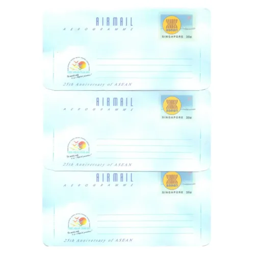 1992 Singapore Asean Aerogramme Set of 3 (Dances Crafts Architectures)