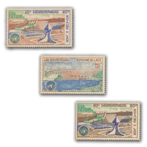 1972 Laos Dam Project 3v Stamp