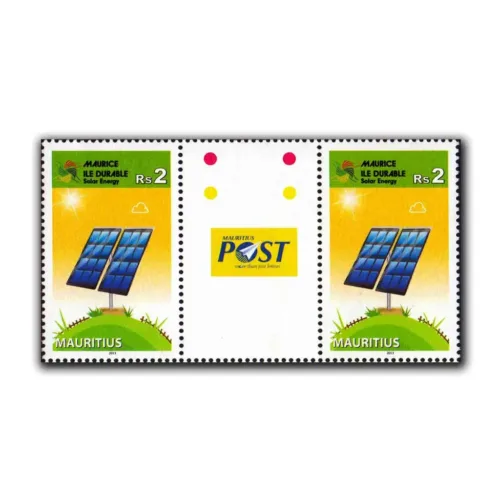 2013 Mauritius Solar Energy 1v Stamp with gutter pair